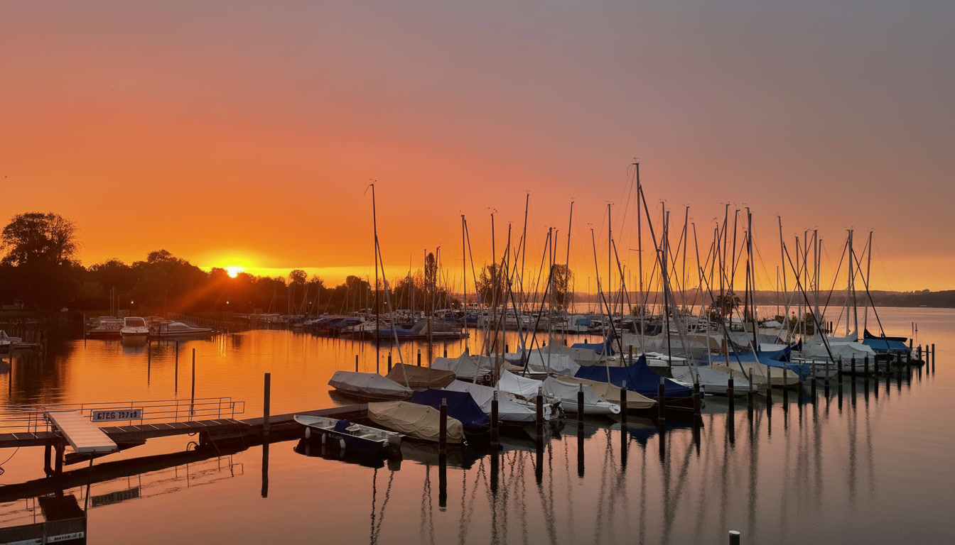 Bootshafen Kreuzlingen bei Sonnenuntergang